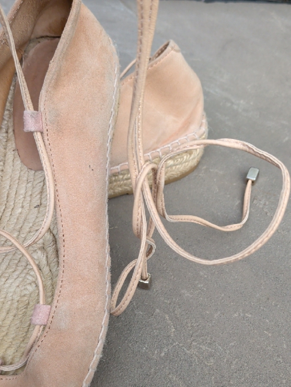 Romena Handmade In Spain Lace Up Women's Suede Espadrille Flats in Blush - Picture 3 of 11